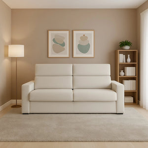 Letino, Divano Fisso 2 Posti Sfoderabile Made in Italy, 200x95x100h cm Beige