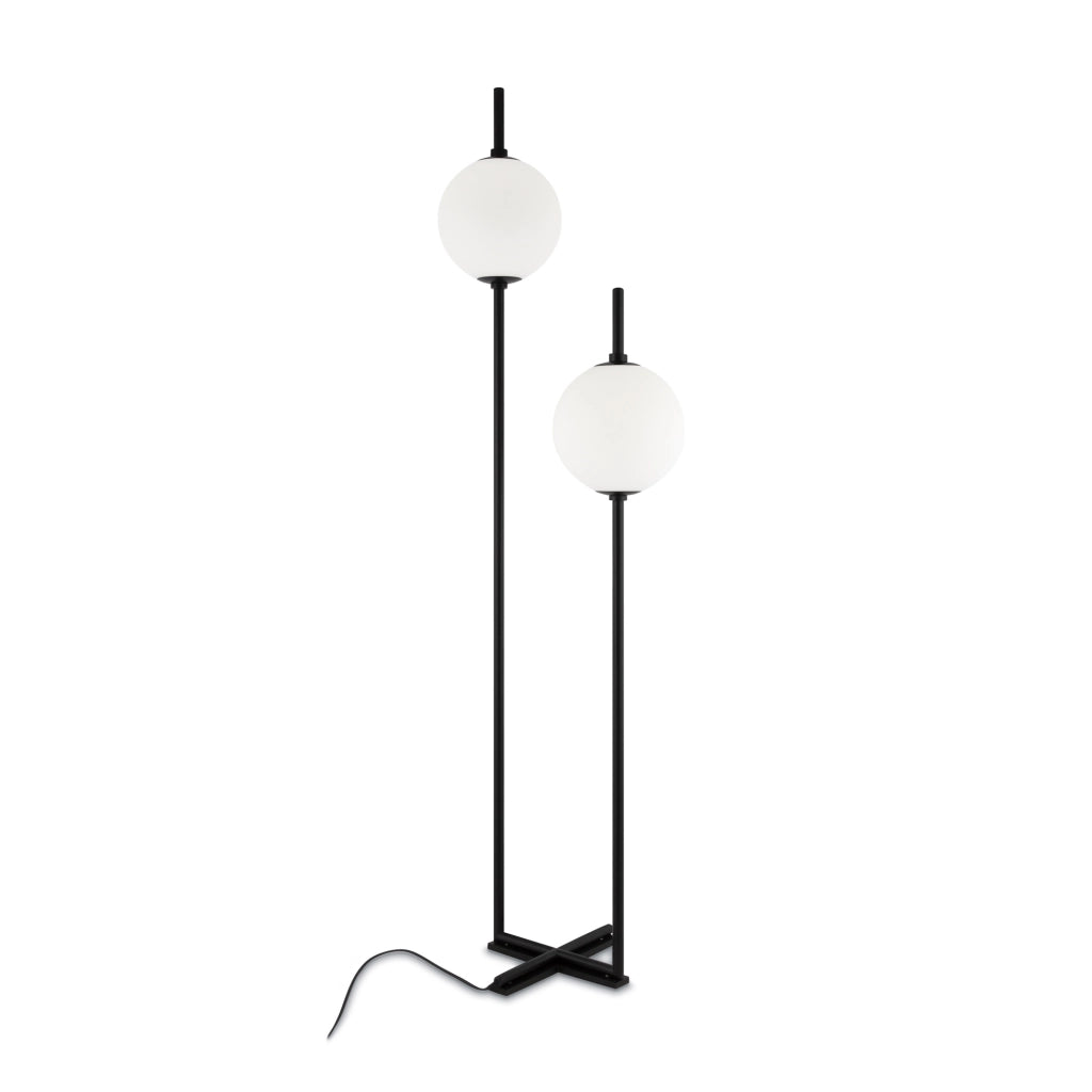 Maytoni lampada da terra moderna The Sixth Sense 2 luci LED integrato nero metallo vetro bianco