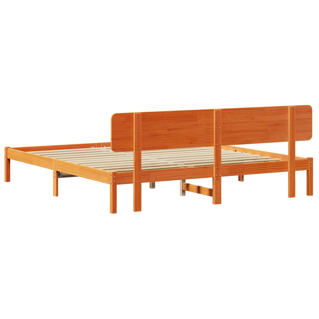 Struttura Letto con Testiera Marrone Cerato 180x200 cm Legno Massello di Pino