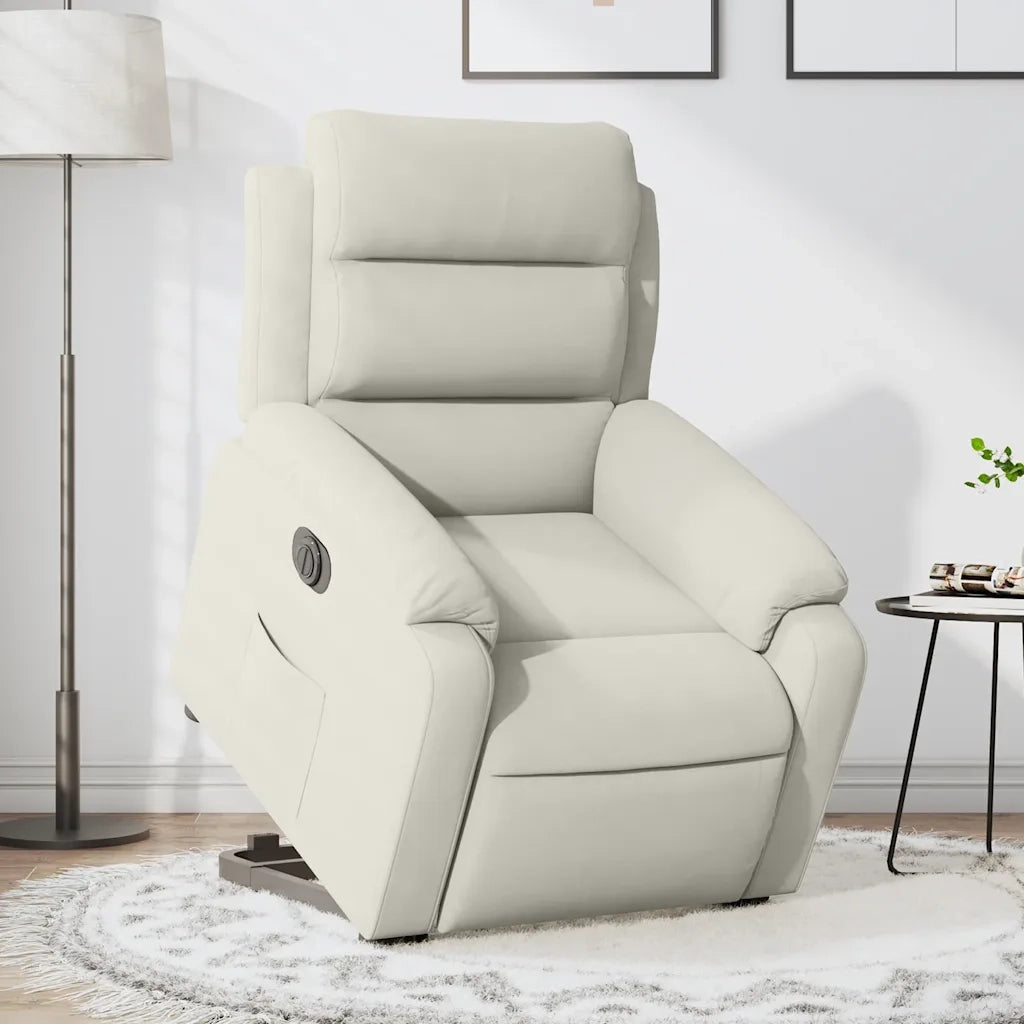 Poltrona Alzapersona Reclinabile Elettrica Crema in Velluto 3205123