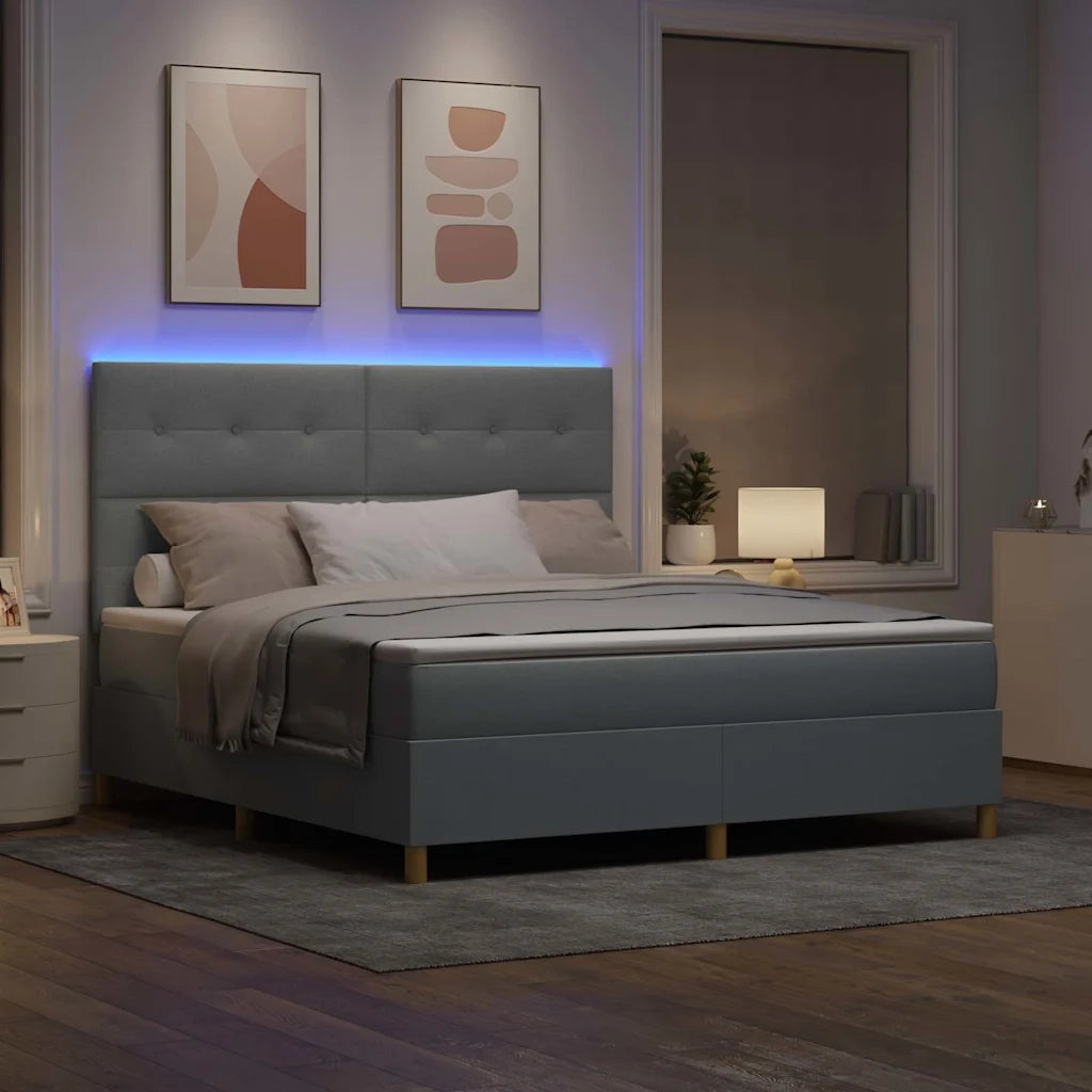 Letto a Sorgente LED Grigio chiaro 180 x 200 cm Tessuto 3343117