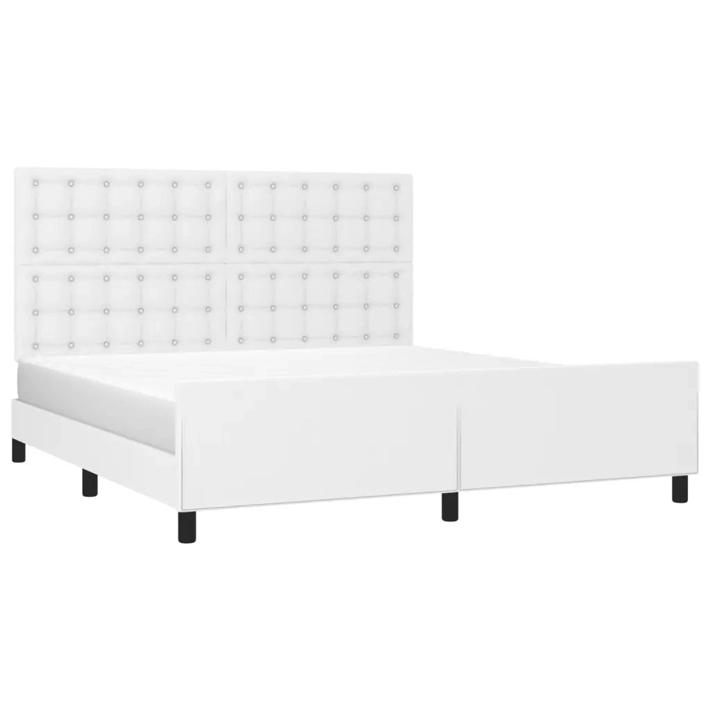 Giroletto con Testiera Bianco 180x200 cm in Similpelle 3125586