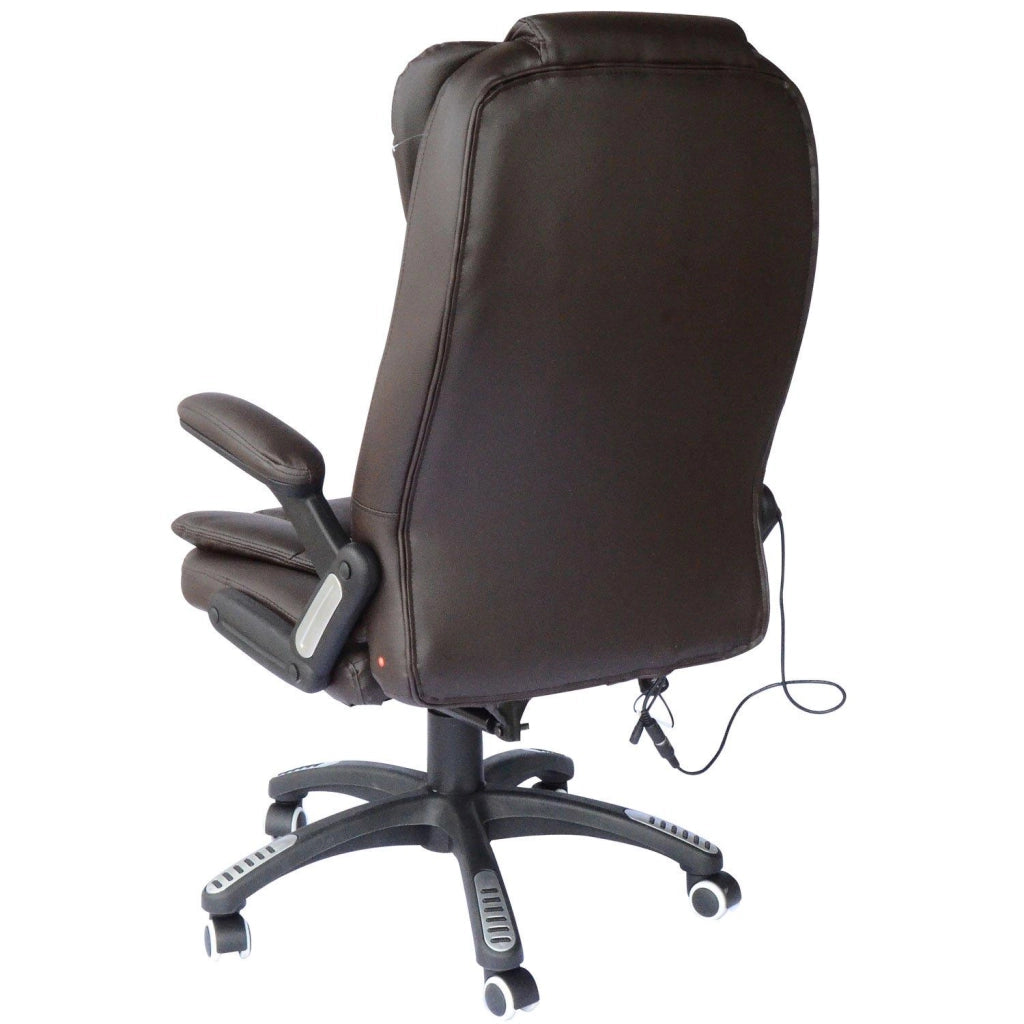 Sedia Poltrona Massaggiante da Ufficio 62x68x121 cm con Riscaldamento in Similpelle Marrone