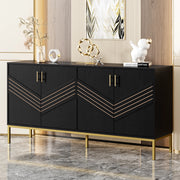 SIDEBOARD a 4 ante 160x40x80,5 cm MDF Nero e venatura legno