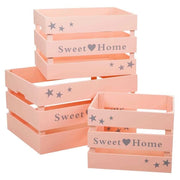 Set di 3 cassetti in legno laccato rosa
