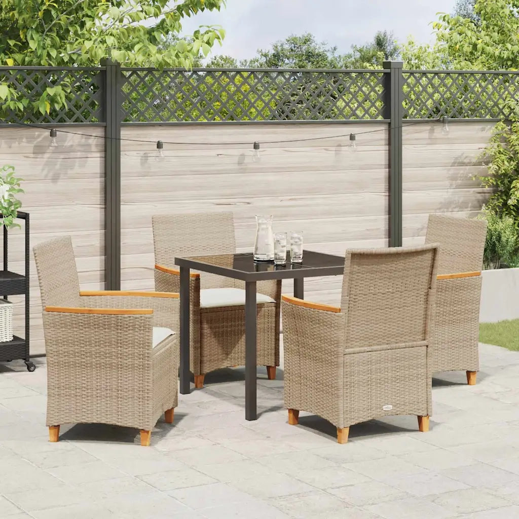 Set da Pranzo per Giardino 5 pcs Beige polyrattan