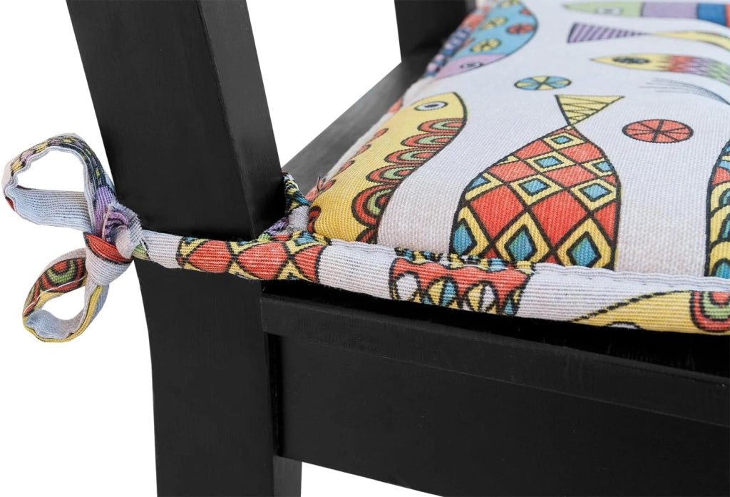 Set 4 Cuscini Sedia Cotone Design Marino Lavabili Coprisedie Universali Con Lacci Fissaggio