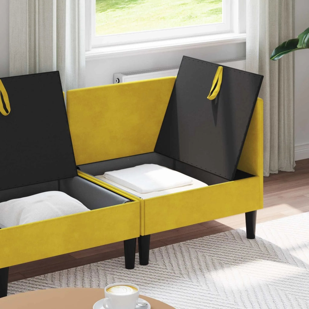 Set di mobili per il soggiorno con cuscino 4 pcs Giallo Velluto