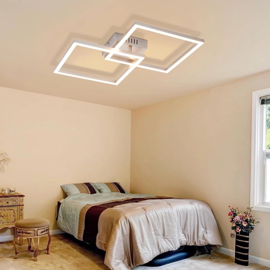 ZMH Plafoniera LED argento 24W 3000K moderna plafoniera quadrata per soggiorno camera da letto corridoio o ufficio