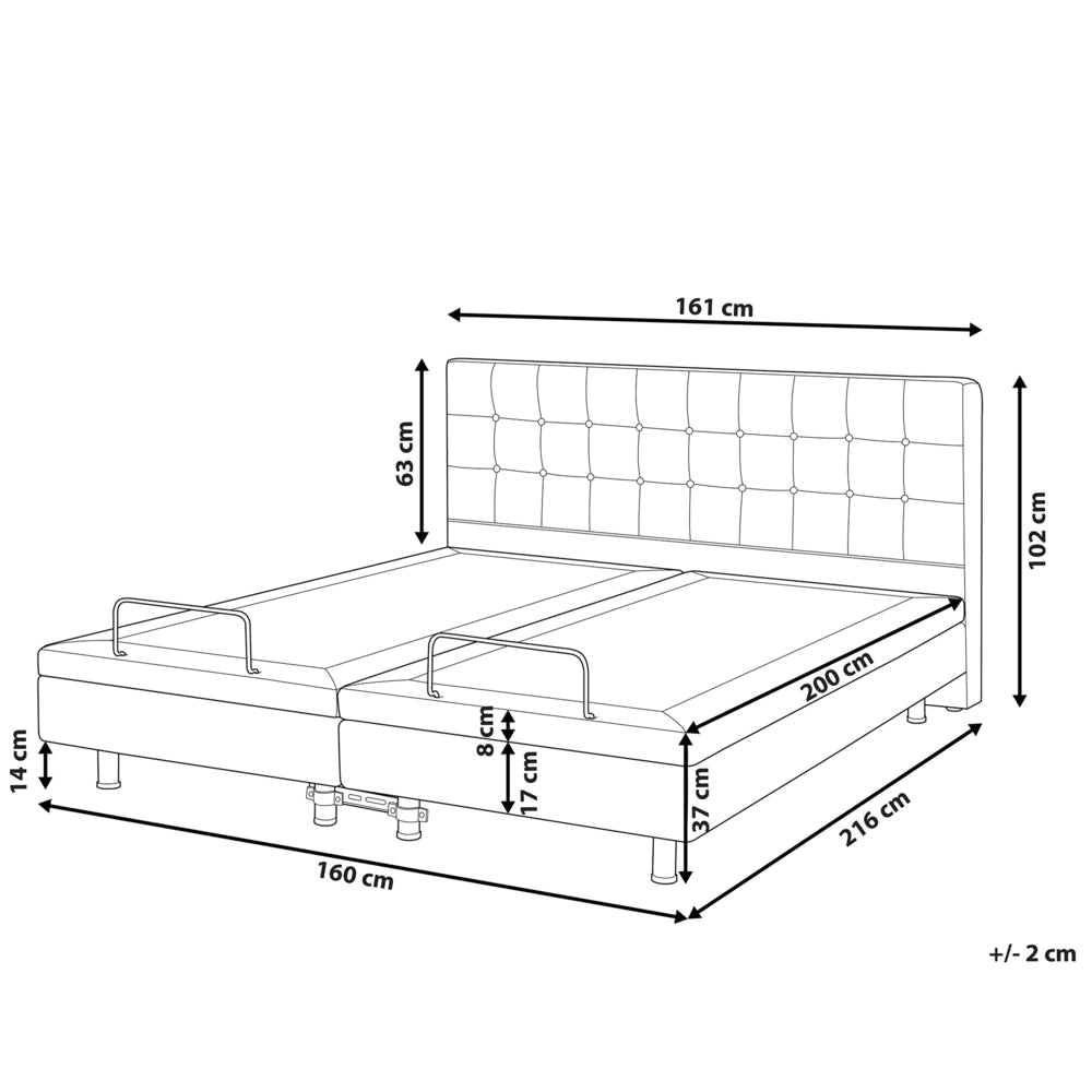 Letto matrimoniale grigio scuro regolabile elettricamente con telecomando 160 x 200 cm stile moderno