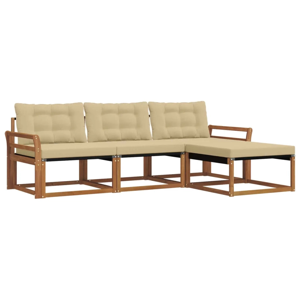 Set di divani da esterno con cuscino 4 pcs Naturale e Beige