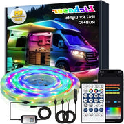 Luce a LED a prova d'acqua 5m per RV, 12V, IP67, RGB+IC, con controllo remoto e applicazione per illuminazione interna ed esterna di tende, camper, rimorchi e motorhome