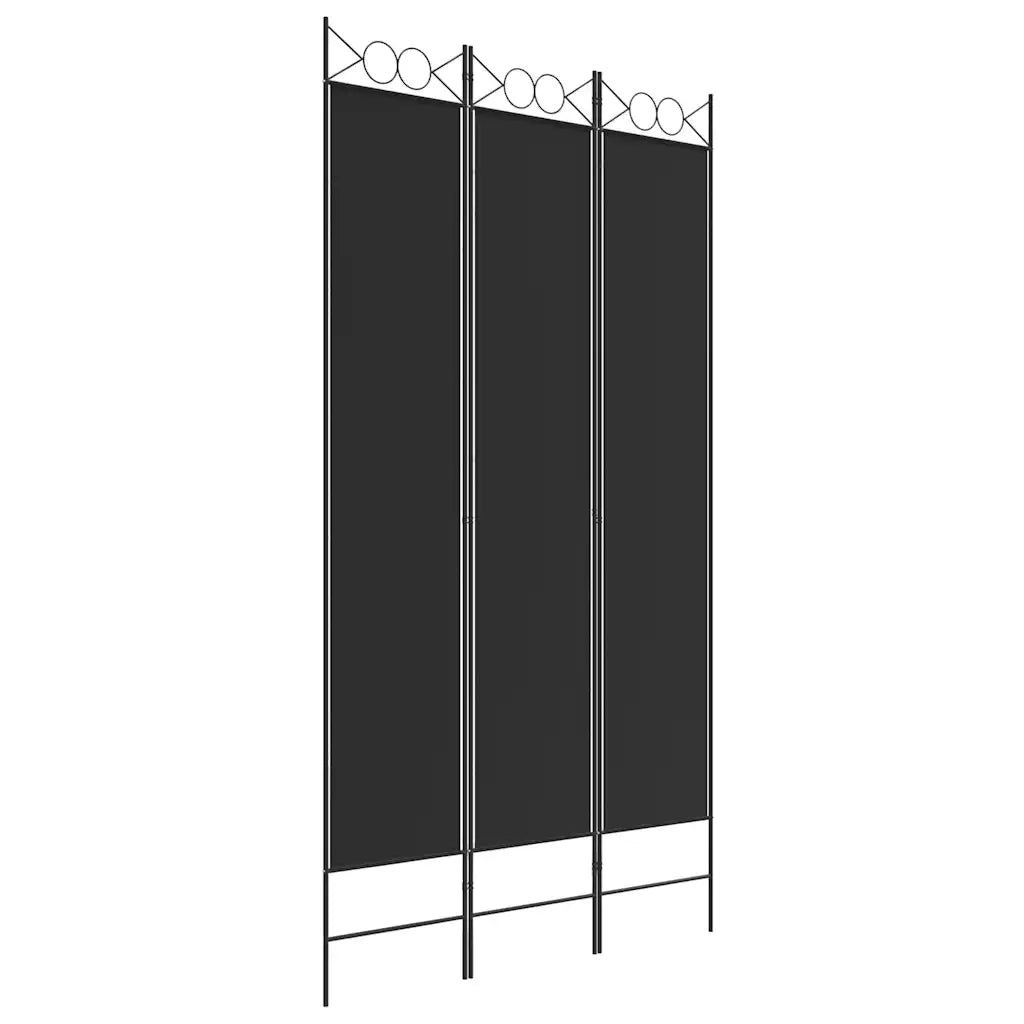 Divisorio Ambienti | Divider per stanze | Paravento a 3 Pannelli Nero 120x220 cm in Tessuto