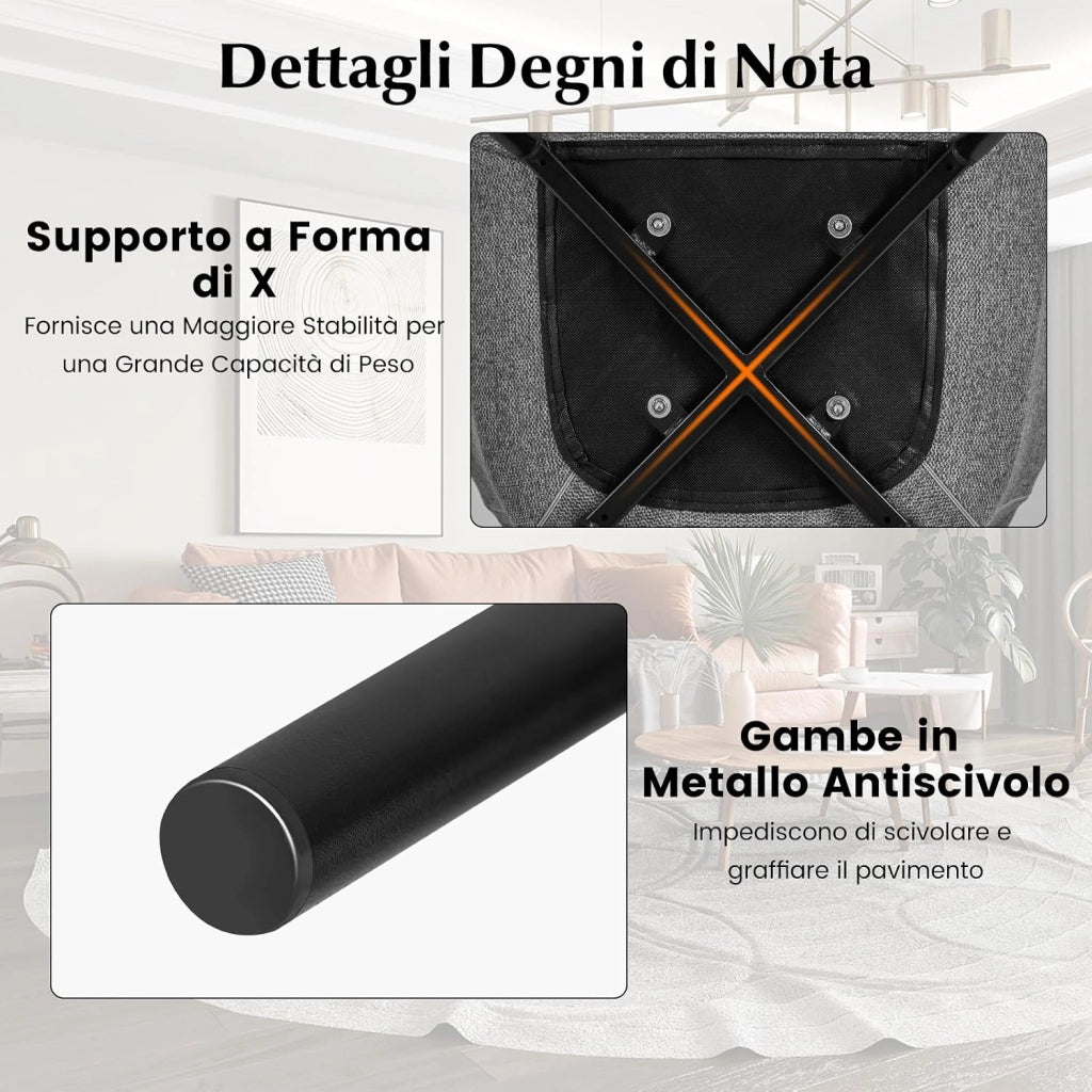 Set di 2 Sedie da Pranzo, Sedia da Pranzo Imbottita con Schienale Ergonomico, Ampi Braccioli, Sedie Moderne ed Eleganti per Soggiorno, Sala da Pranzo e Cucina, Portata 150 kg (Grigio)