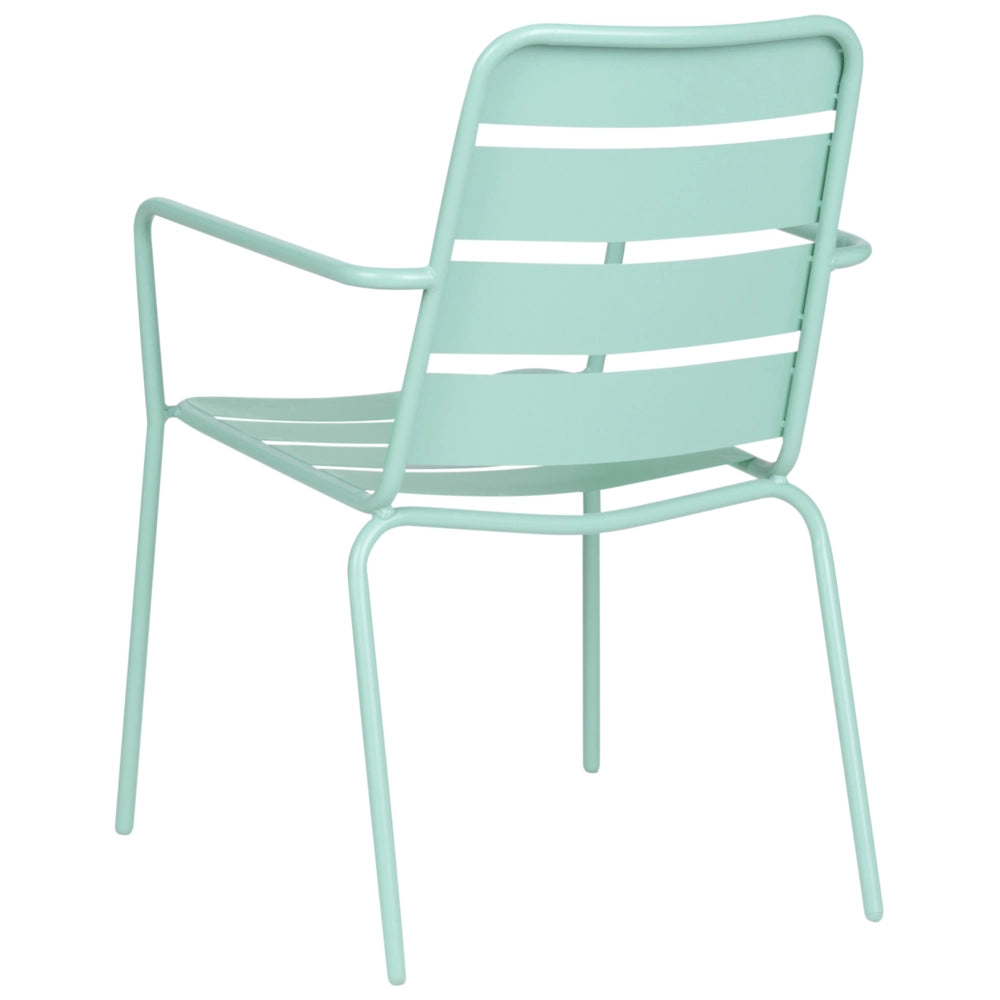 Set di 6 sedie da giardino in ferro zincato verniciato a polvere, colore verde menta, per esterni, stile moderno