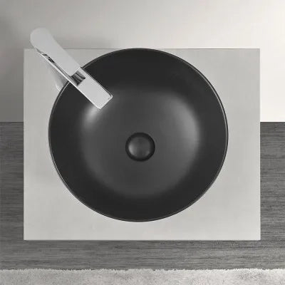 Lavamani da appoggio a bacinella 40 cm in ceramica nero opaco