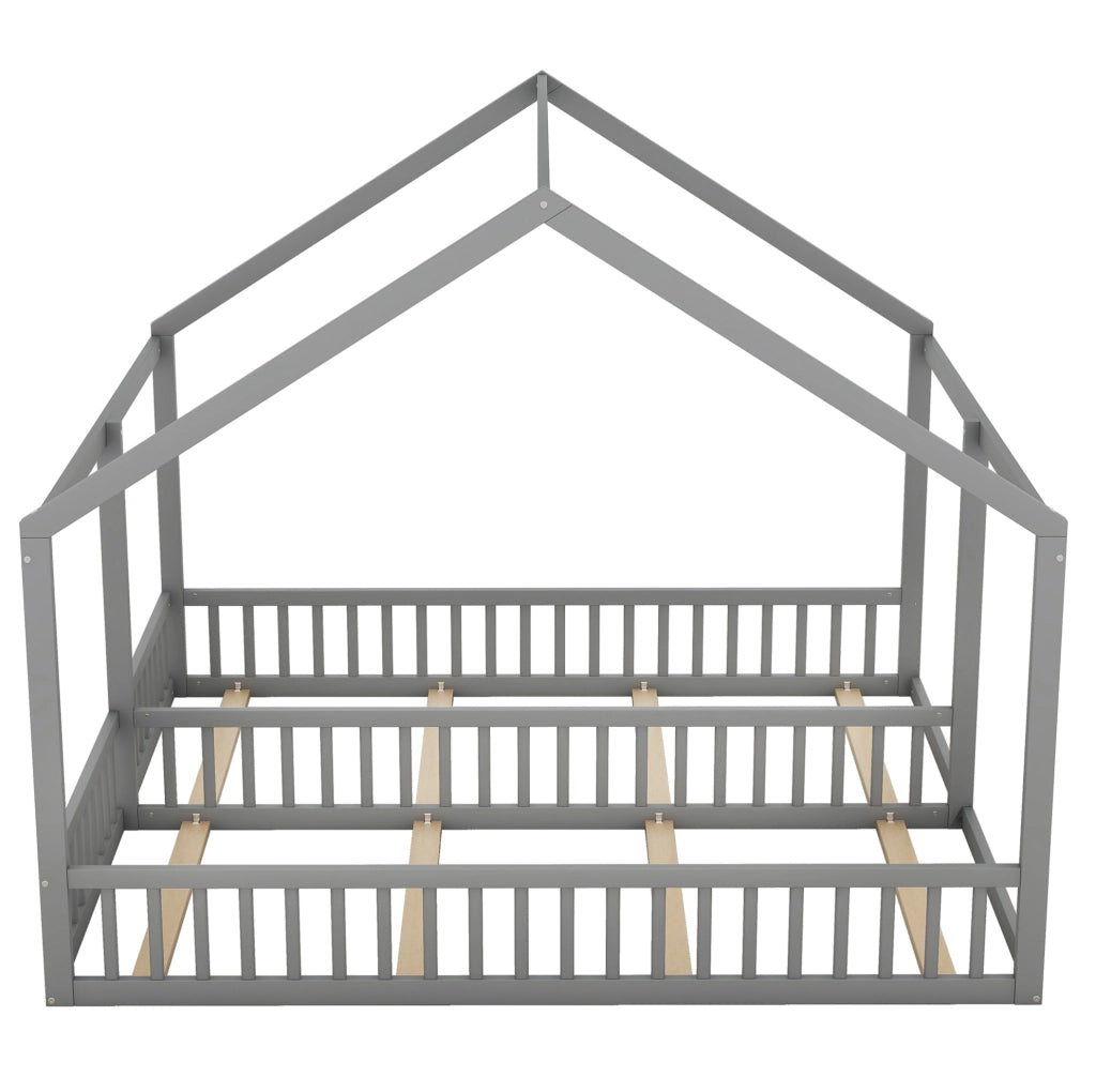 Letto per bambini 90x200 cm 2 in 1 con sponde; legno; grigio