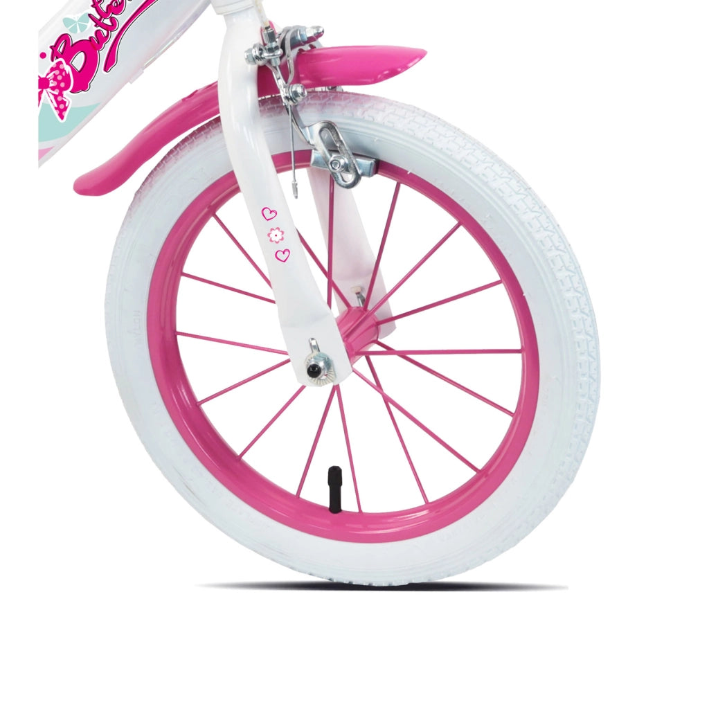 Bicicletta per Bambine 16" Butterfly Freni Caliper e Stabilizzatori in Acciaio Hi-Ten Rosa