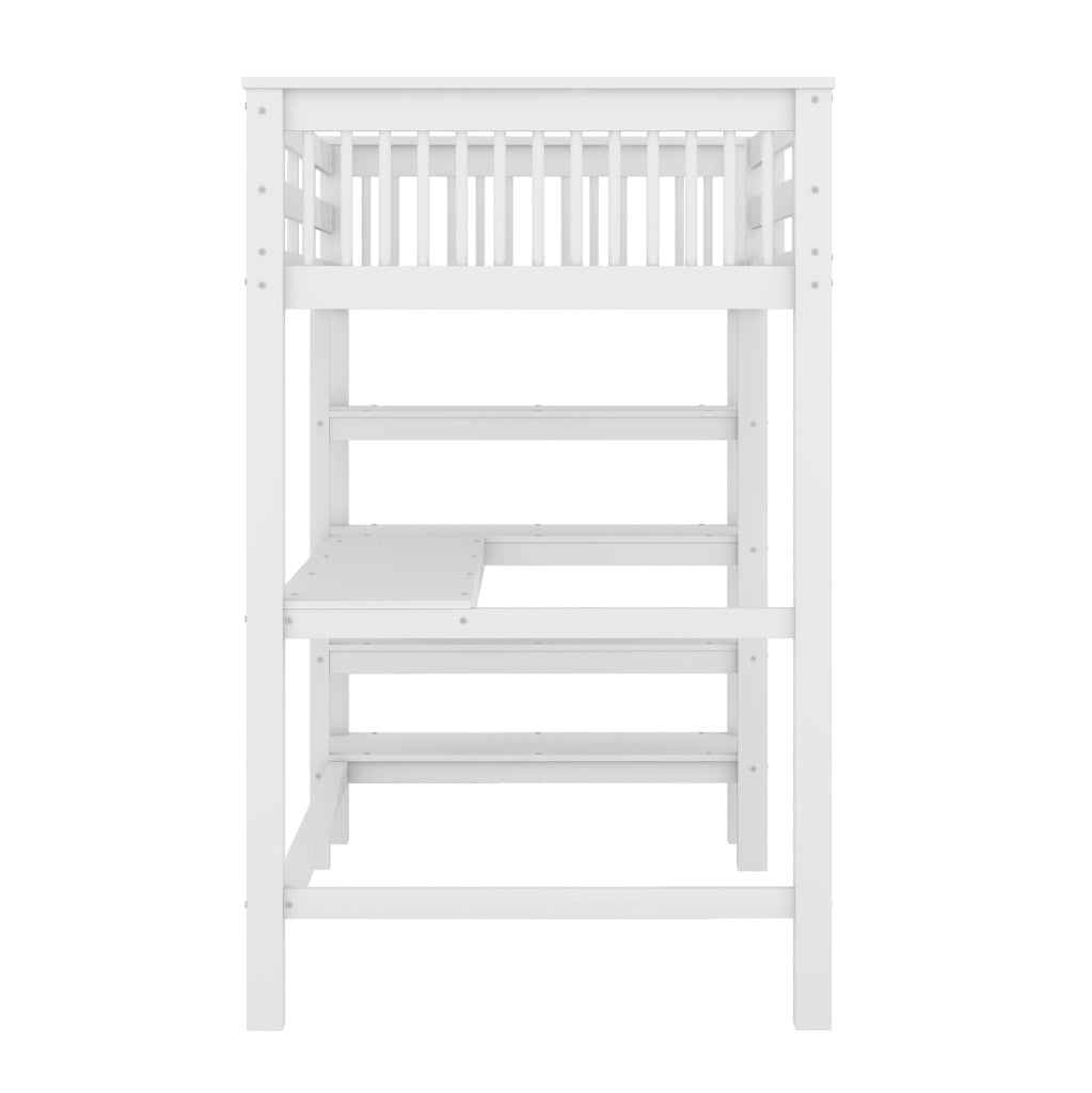Letto a soppalco per bambini 90x200 cm con scrivania, bianco