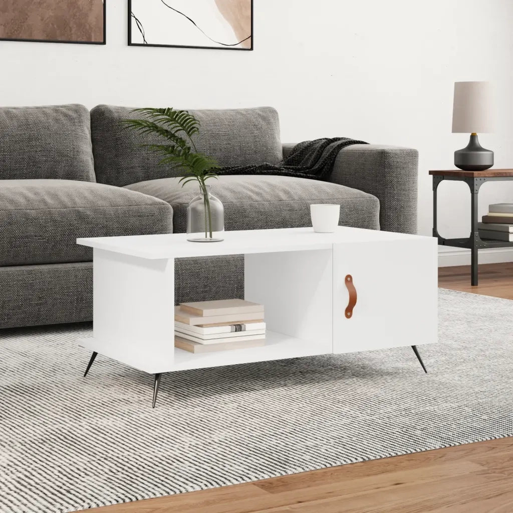 Tavolino da salotto | Tavolino da caff¨¨ | Tavolino da Soggiorno Bianco 90x50x40 cm in Legno Multistrato