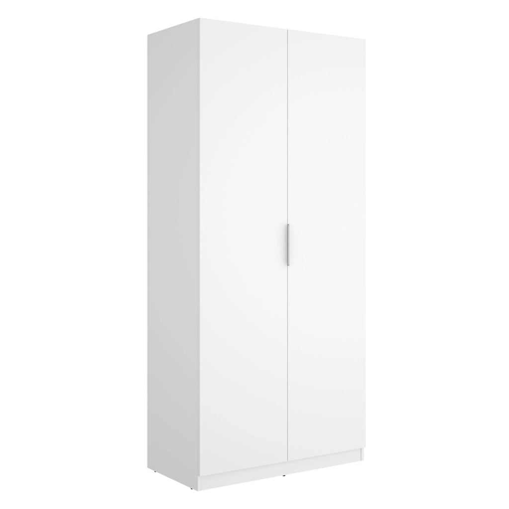 Armadio Camera da Letto Tulot, Guardaroba 2 Ante Appendiabiti, 51x204h cm Bianco