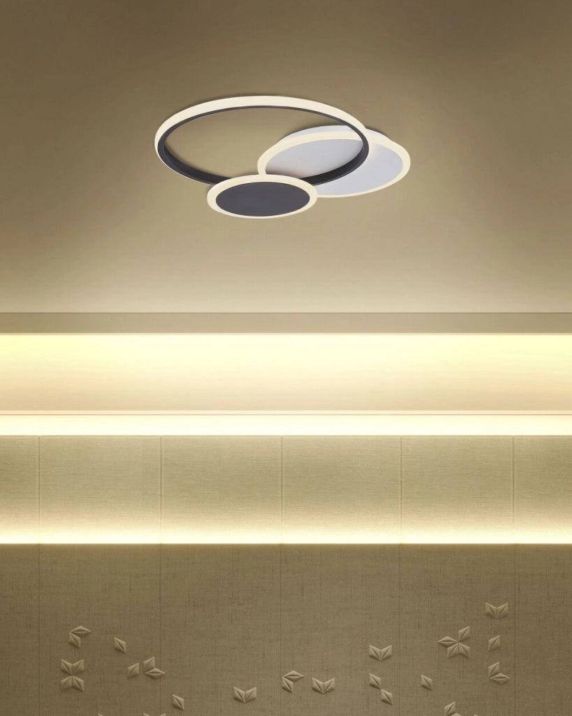 Lampada da soffitto in alluminio acrilico bianco e Nero integrato con luci a LED di forma rotonda plafoniera moderna glamour illuminazione