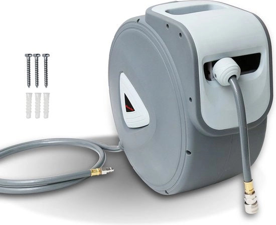 Haspel automatico con connessione rapida 1/4 pollice - Haspel automatica con fermagomma per tubo - Supporto a parete - Haspel automatica per tubi - Varie lunghezze - 30+2 m
