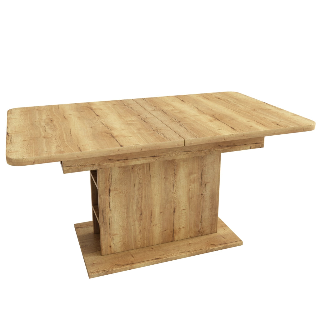 Tavolo da pranzo allungabile con spazio contenitivo, design moderno, colore naturale