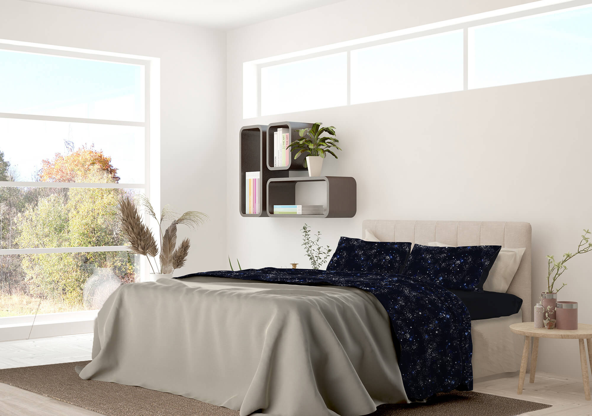 Set Lenzuola Matrimoniale con Stampa Sopra Sotto e Federe Orione