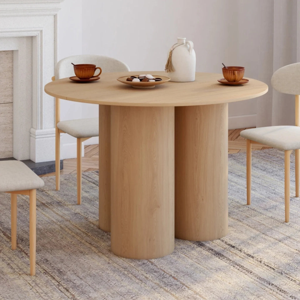 IDMarket - Tavolo da pranzo rotondo ELOISE per 6 persone, faggio 110 cm