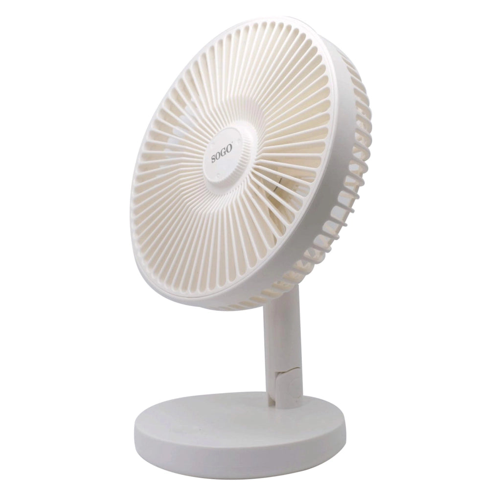 Ventilatore da tavolo ricaricabile 30cm, batteria litio 2000mAh, 5 pale 3 velocità, oscillazione 4h autonomia - SOGO