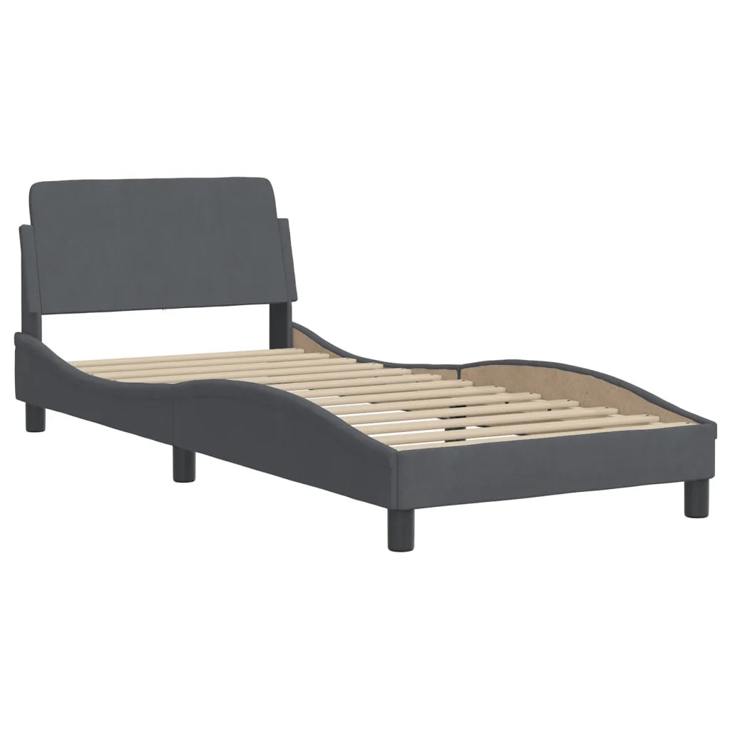 Letto con Materasso Dover Grigio Scuro 90x200 cm in Velluto 3208332