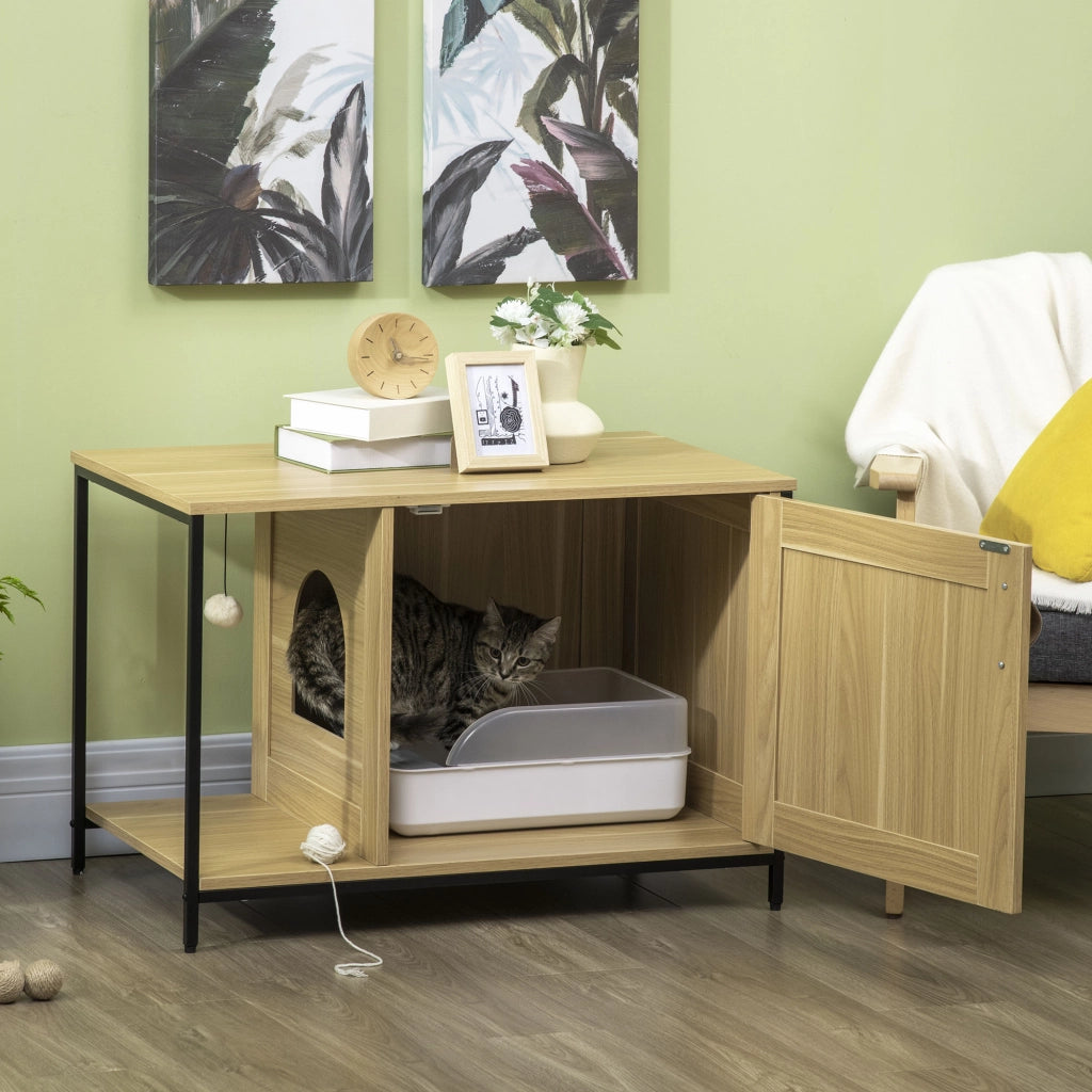 Porta per gatti con sfera sospesa ¨C zephmum ¨C stile industriale, colore legno chiaro