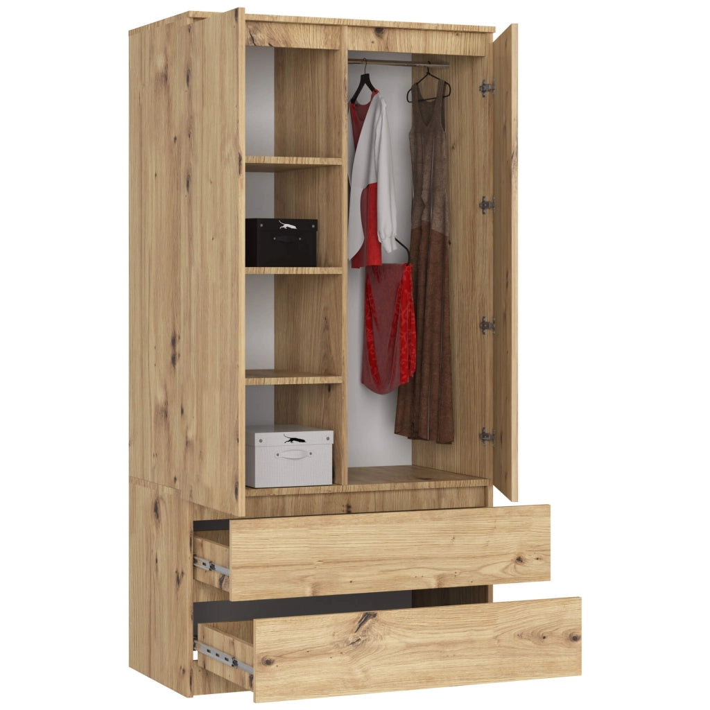 Armadio AKORD S90 Quercia Artisan 90 cm 2 ante 2 cassetti 90x51x180 cm