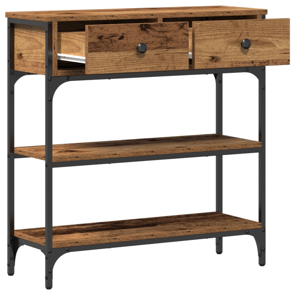 Tavolino in Legno Vecchio 72,5x25x75 cm Legno Ingegnerizzato e Acciaio