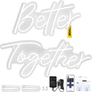 Bordoni Neon, 61 x 25,4 cm e 43,2 x 23 cm Better Together, Illuminazione Regolabile con Dimmer e Adattatore di Alimentazione 12V per Decorazioni di Casa, Festa, Matrimonio e Bar
