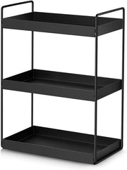 Pannelli di stoccaggio a 3 livelli per cucina - organizzatore per cucina e bagno - 1 - nero - metallo