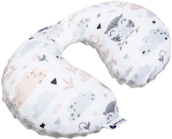 Nekkussen per bambini con auto e aereo da 100% cotone/Minky, supporto per collo e testa, sedile per bambini, autolettiga con collo e testa, modello con Minky grigio.