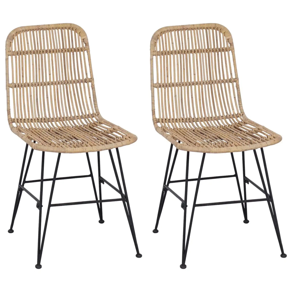 Sedia da pranzo 2 pcs Naturale 41 x 55 x 85 cm Rattan e acciaio 42033206