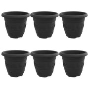 Fioriere | Cassetta per fiori | Vaso Rotondo per Fiori 6 pz Nero ? 26 x 21.5 cm Plastica