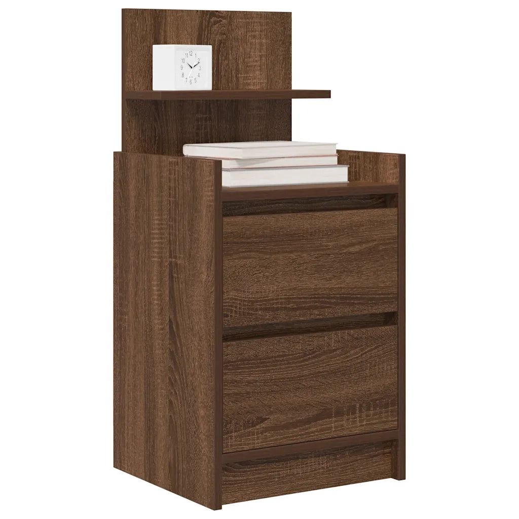 Comodino con 2 Cassetti Rovere Marrone 38x34x80 cm 861367