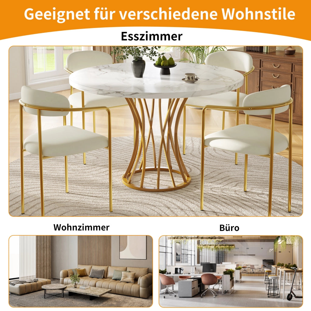 TAVOLO Rotondo 80x80x76 cm MDF e Metallo Colore Oro