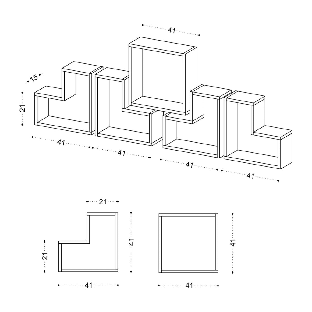 Scaffale da parete in legno "Elitra" - 180 x 15 x 59 cm - Bianco