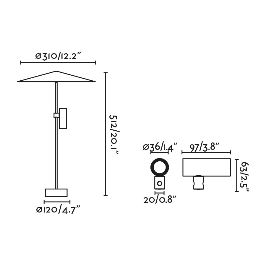 CLAP 512 Lampada paletti nero 6W 3000K 38§ con schermo