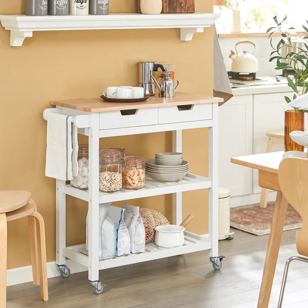 Carrello Cucina Credenza Bianca L85*P39*A90cm,2 cassetti FKW68-WN