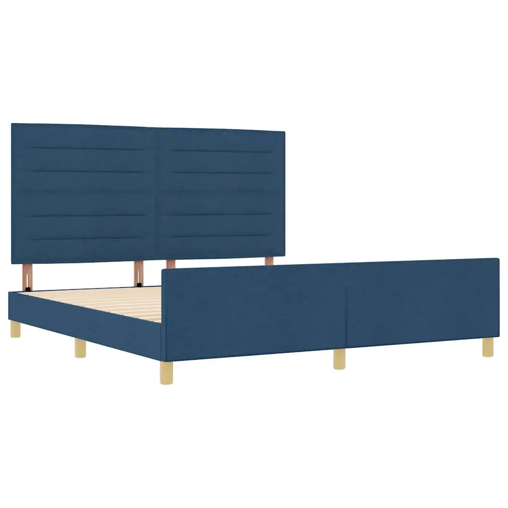 Struttura del letto con testiera Blu 180 x 200 cm Tessuto