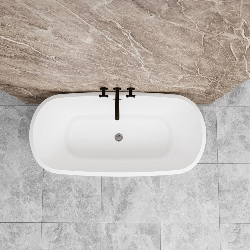 Vasca da Bagno a Isola 150x72x60 cm Vasca da Bagno Freestanding in Acrilico Nero Ovale