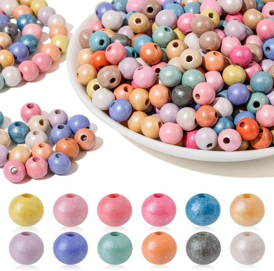 Raccordi in legno per collane 300 pezzi 10 mm colorati - creare gioielli per bambini - bracciali collane.