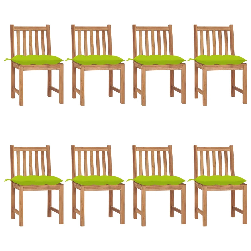Sedie da Giardino con Cuscini 8 pz in Legno Massello di Teak cod mxl 38904