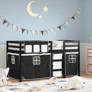 Letto a Soppalco con Tende Bambini Bianco e Nero 90x200 cm Pinocod mxl 92491